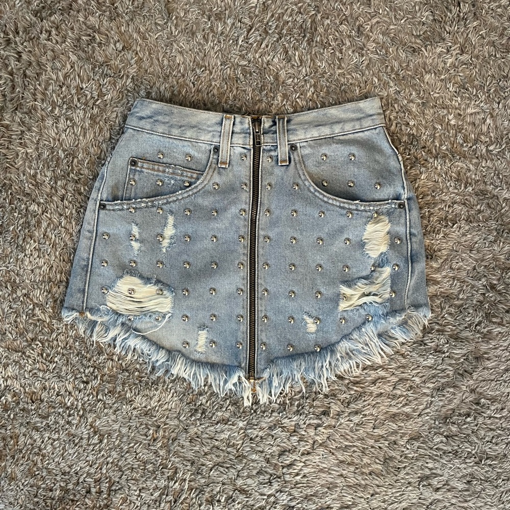 Denim Skirt With Studs